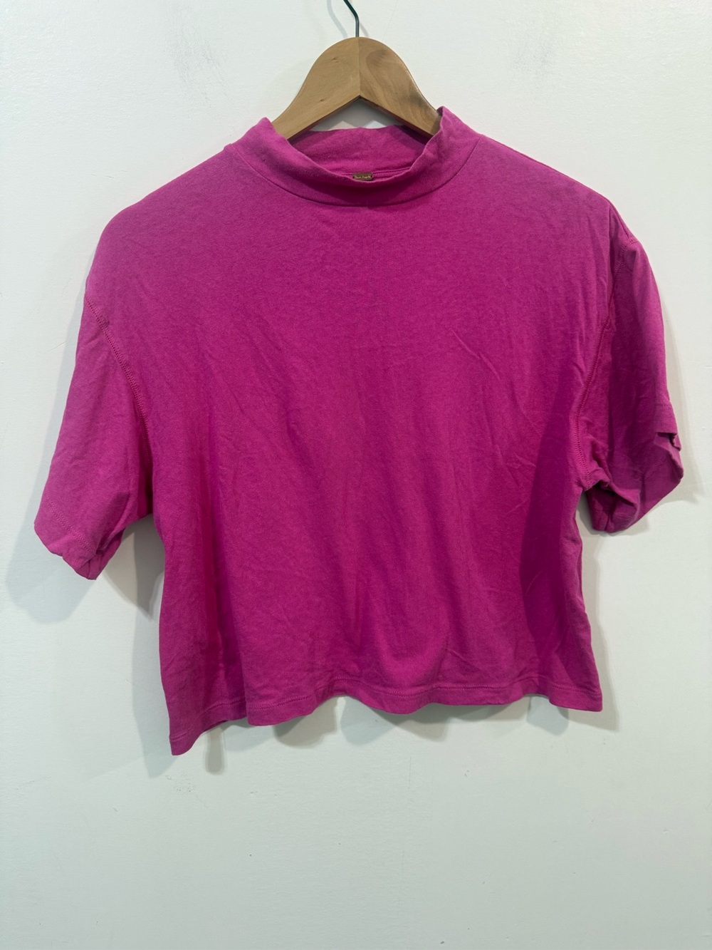 Free People Cotton Cropped Mock Neck Summer Tee Size SP
